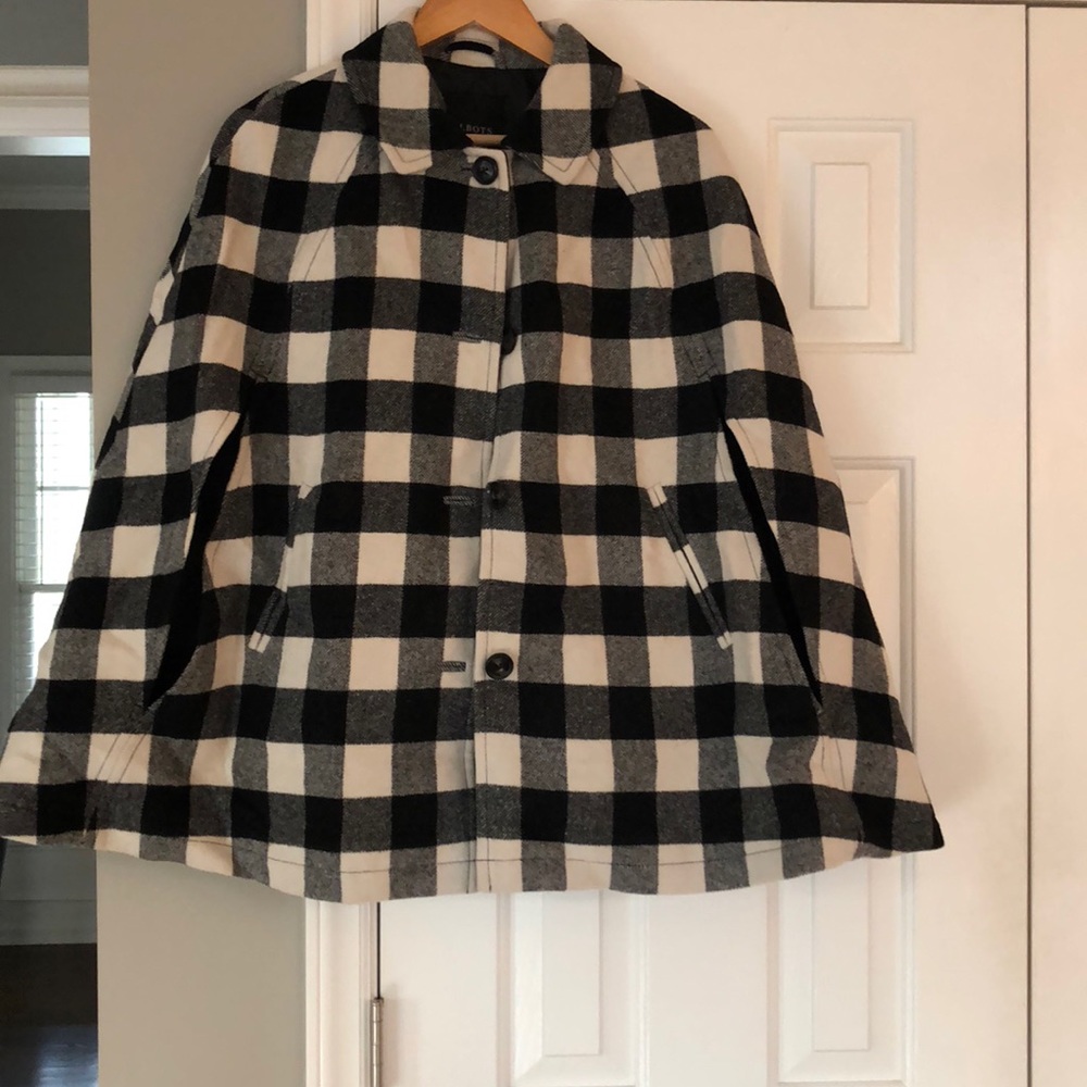 Black & White Plaid Talbots Poncho